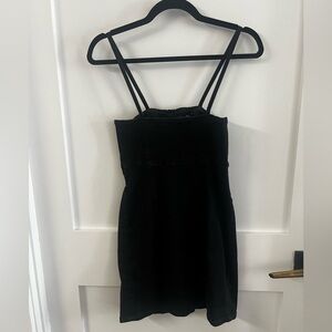 Black denim mini dress